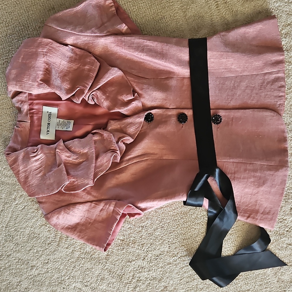 Victor Costa || Vintage Elegant Shimmer Mauve Rufflw Top Size 4